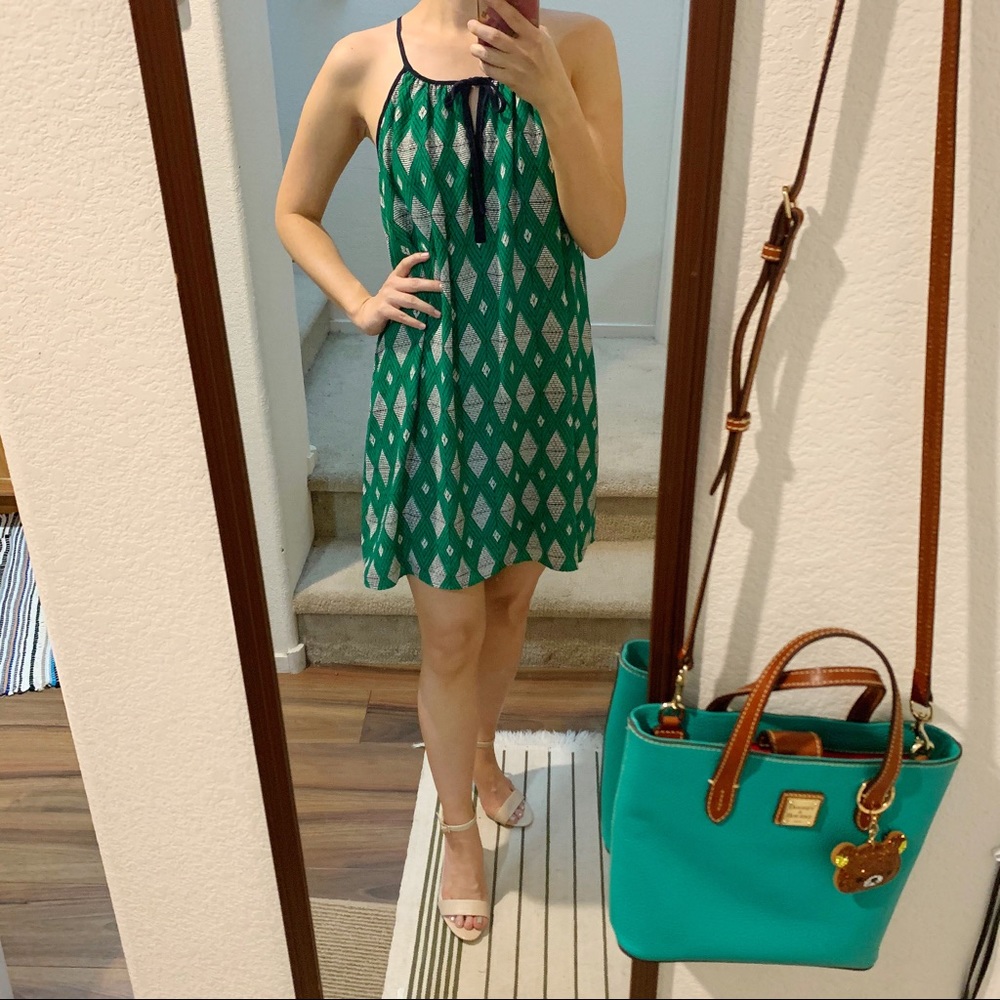 Collective Concepts Green Geometric Swing Dress